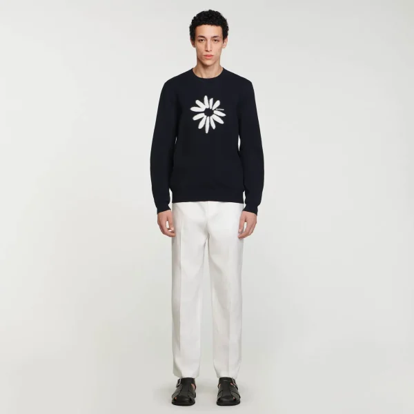 Sandro Paris Sueter Jacquard Com Flor-Homem Suéteres E Coletes
