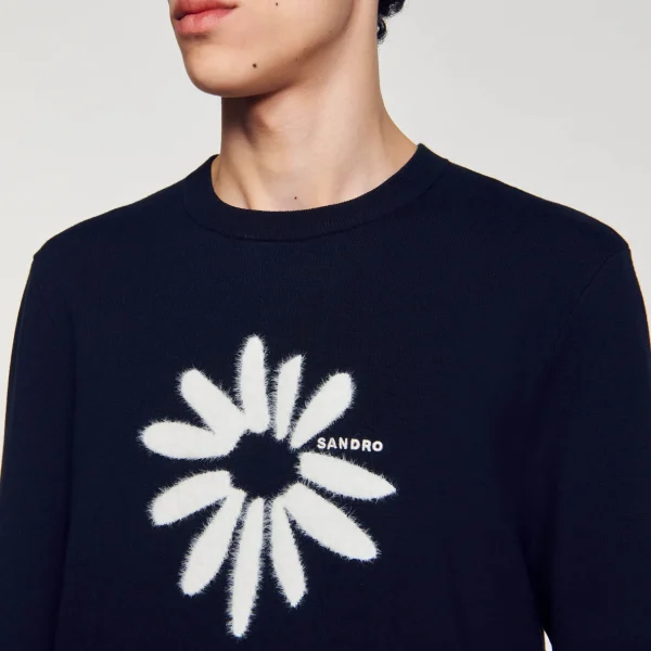 Sandro Paris Sueter Jacquard Com Flor-Homem Suéteres E Coletes