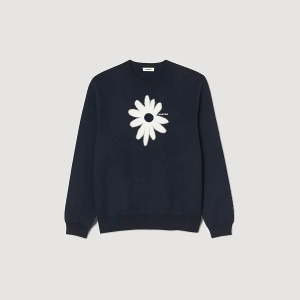 Sandro Paris Sueter Jacquard Com Flor-Homem Suéteres E Coletes