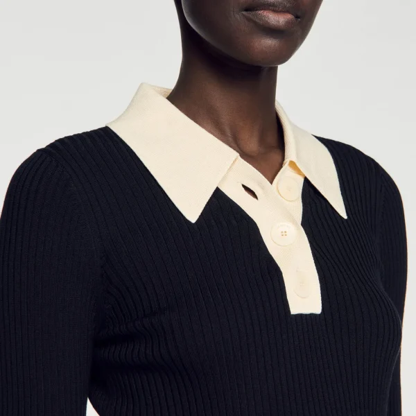 Sandro Paris Sueter Polo Tricotado-Mulheres Suéteres E Cardigans