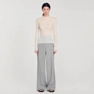 Sandro Paris Sueter Transparente Com Strass-Mulheres Suéteres E Cardigans