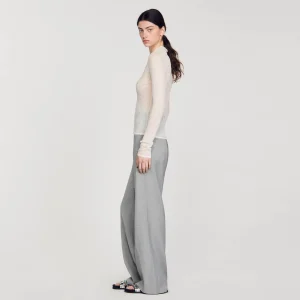Sandro Paris Sueter Transparente Com Strass-Mulheres Suéteres E Cardigans