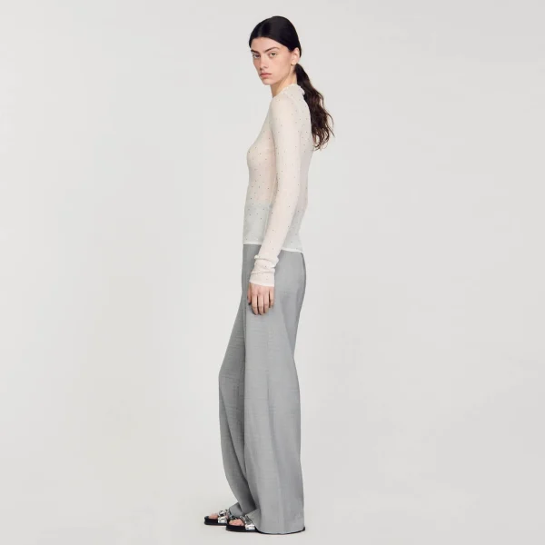 Sandro Paris Sueter Transparente Com Strass-Mulheres Suéteres E Cardigans
