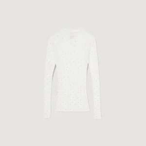 Sandro Paris Sueter Transparente Com Strass-Mulheres Suéteres E Cardigans