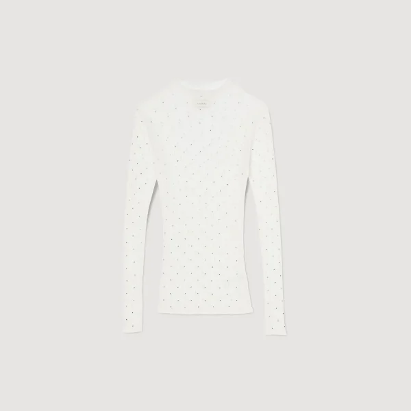Sandro Paris Sueter Transparente Com Strass-Mulheres Suéteres E Cardigans