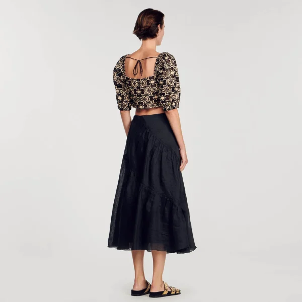 Sandro Paris Top Cropped Bordado Ingles-Mulheres Tops E Camisas