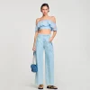 Sandro Paris Top Cropped Com Babado-Mulheres Tops E Camisas