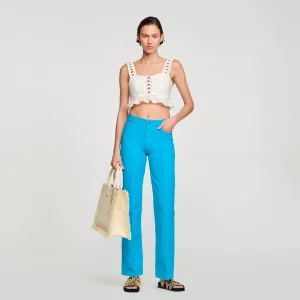 Sandro Paris Top Curto Em Mescla De Linho-Mulheres Tops E Camisas
