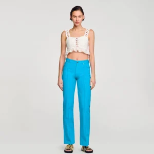 Sandro Paris Top Curto Em Mescla De Linho-Mulheres Tops E Camisas