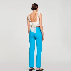 Sandro Paris Top Curto Em Mescla De Linho-Mulheres Tops E Camisas