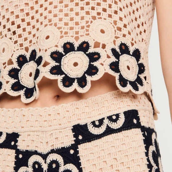 Sandro Paris Top De Malha De Croche-Mulheres Suéteres E Cardigans