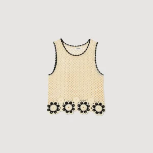 Sandro Paris Top De Malha De Croche-Mulheres Suéteres E Cardigans