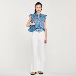 Sandro Paris Top Estampado-Mulheres Tops E Camisas