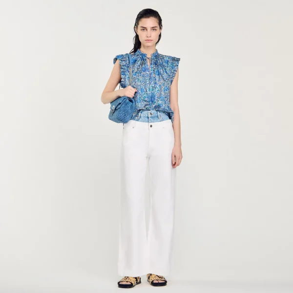Sandro Paris Top Estampado-Mulheres Tops E Camisas