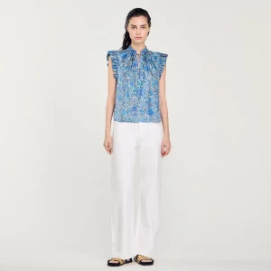 Sandro Paris Top Estampado-Mulheres Tops E Camisas
