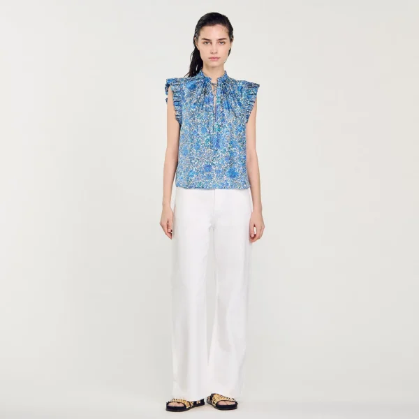 Sandro Paris Top Estampado-Mulheres Tops E Camisas