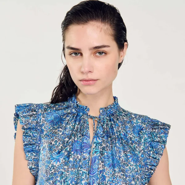 Sandro Paris Top Estampado-Mulheres Tops E Camisas
