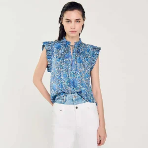Sandro Paris Top Estampado-Mulheres Tops E Camisas