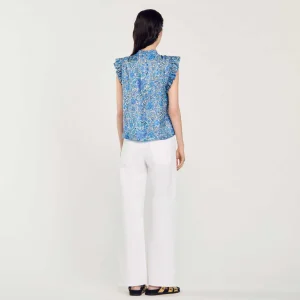 Sandro Paris Top Estampado-Mulheres Tops E Camisas