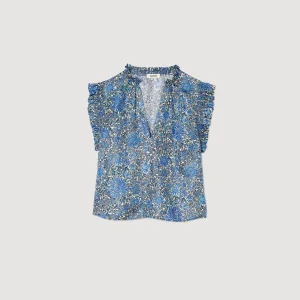 Sandro Paris Top Estampado-Mulheres Tops E Camisas