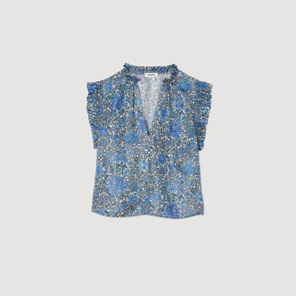 Sandro Paris Top Estampado-Mulheres Tops E Camisas