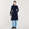 Sandro Paris Trench Coat Com Insercao Plissada-Mulheres Casacos