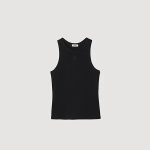 Sandro Paris T-Shirt Sem Mangas Com Bordado-Mulheres Camisetas