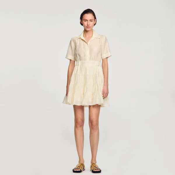 Sandro Paris Vestido Curto Com Babados-Mulheres Vestidos