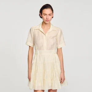 Sandro Paris Vestido Curto Com Babados-Mulheres Vestidos