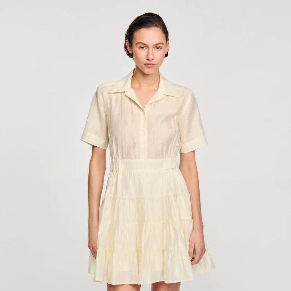 Sandro Paris Vestido Curto Com Babados-Mulheres Vestidos