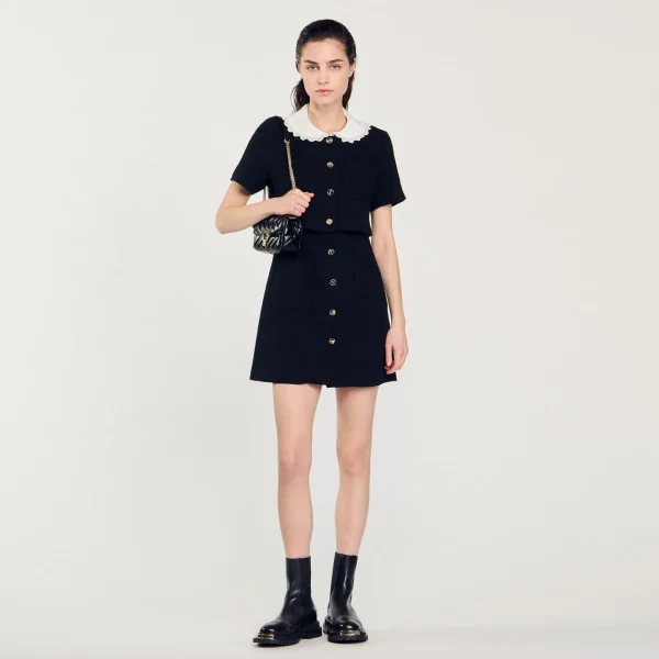 Sandro Paris Vestido Curto De Tweed-Mulheres Vestidos