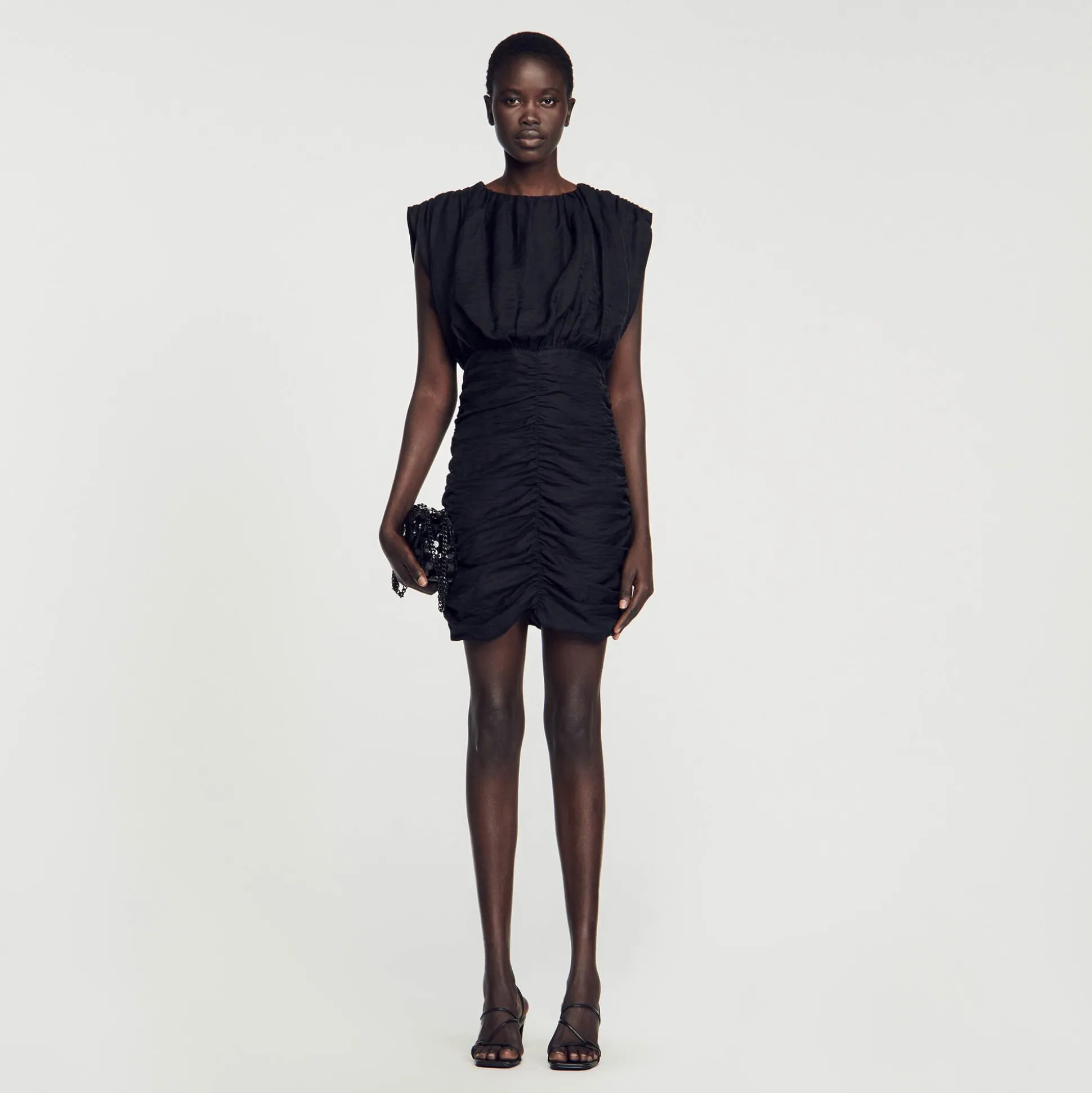 vestido_curto_drapeado_0-1.webp Sandro Paris Vestido Curto Drapeado-Mulheres Vestidos