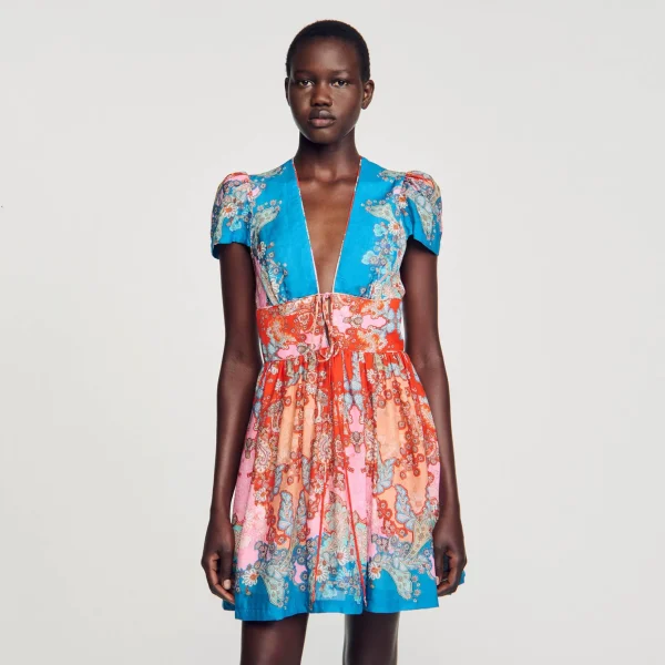 Sandro Paris Vestido Curto Estampado-Mulheres Vestidos