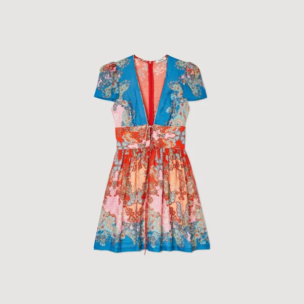 Sandro Paris Vestido Curto Estampado-Mulheres Vestidos