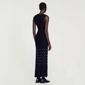 Sandro Paris Vestido Longo Com Franjas-Mulheres Vestidos
