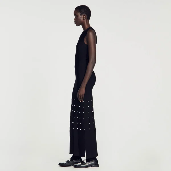 Sandro Paris Vestido Longo Com Franjas-Mulheres Vestidos