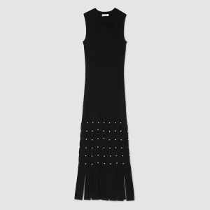 Sandro Paris Vestido Longo Com Franjas-Mulheres Vestidos