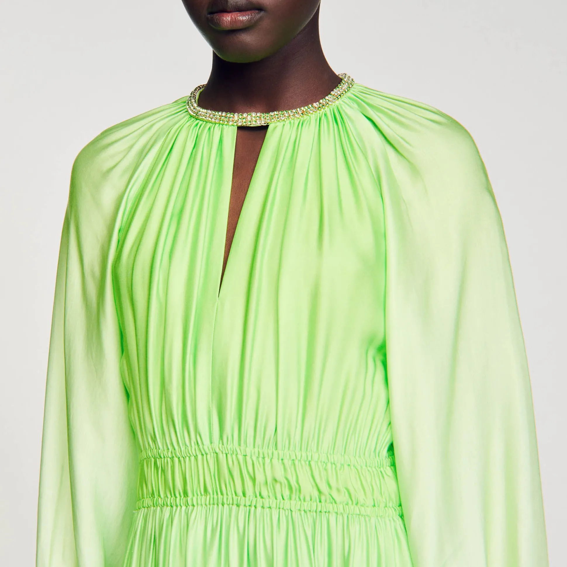 vestido_longo_com_strass__2.webp Sandro Paris Vestido Longo Com Strass No Pescoco-Mulheres Vestidos