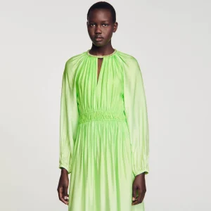 Sandro Paris Vestido Longo Com Strass No Pescoco-Mulheres Vestidos