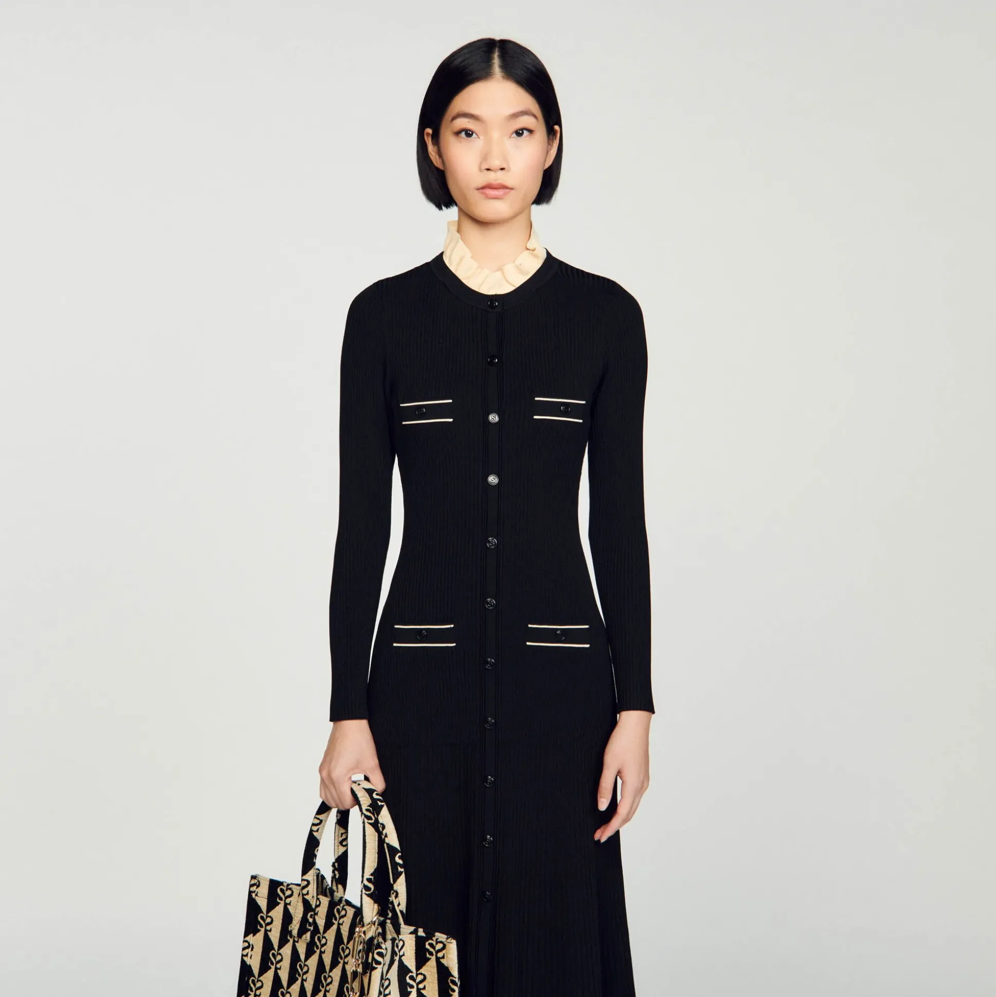 vestido_longo_de_malha_ca_3-1.webp Sandro Paris Vestido Longo De Malha Canelada-Mulheres Vestidos