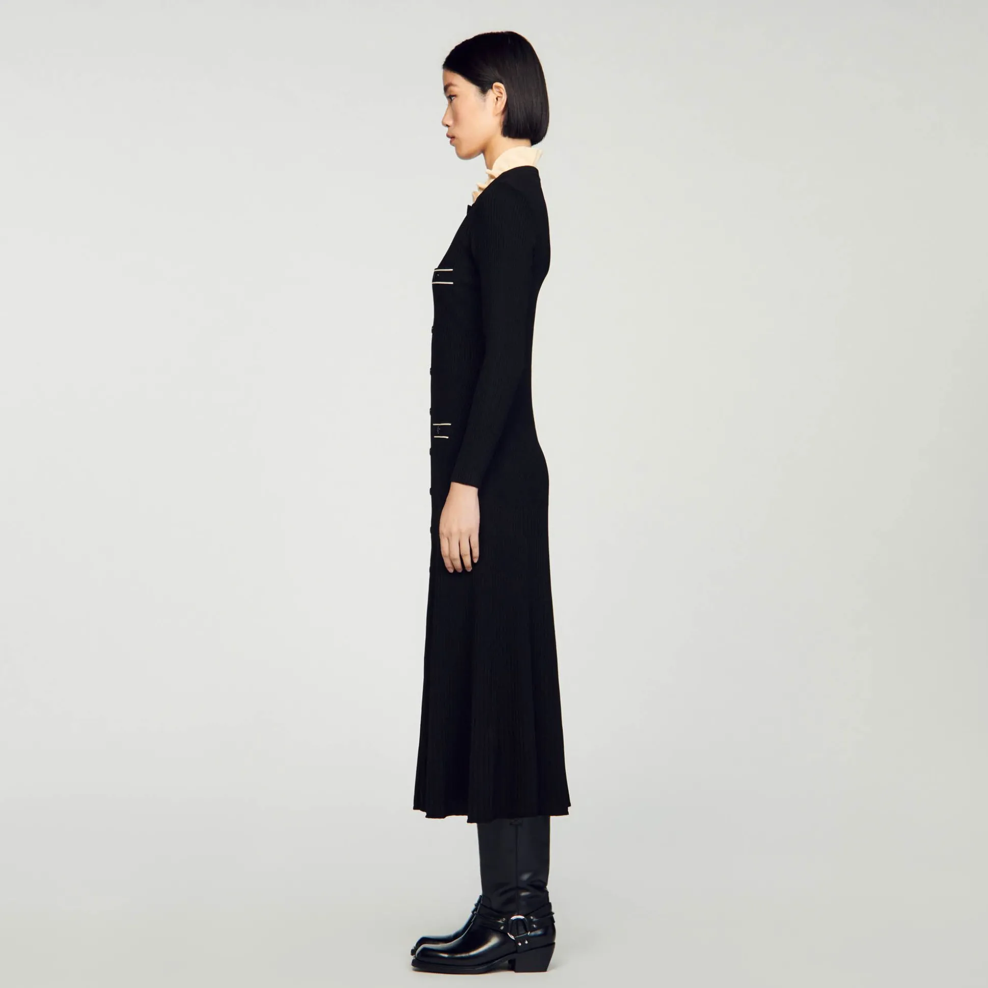 vestido_longo_de_malha_ca_5-1.webp Sandro Paris Vestido Longo De Malha Canelada-Mulheres Vestidos