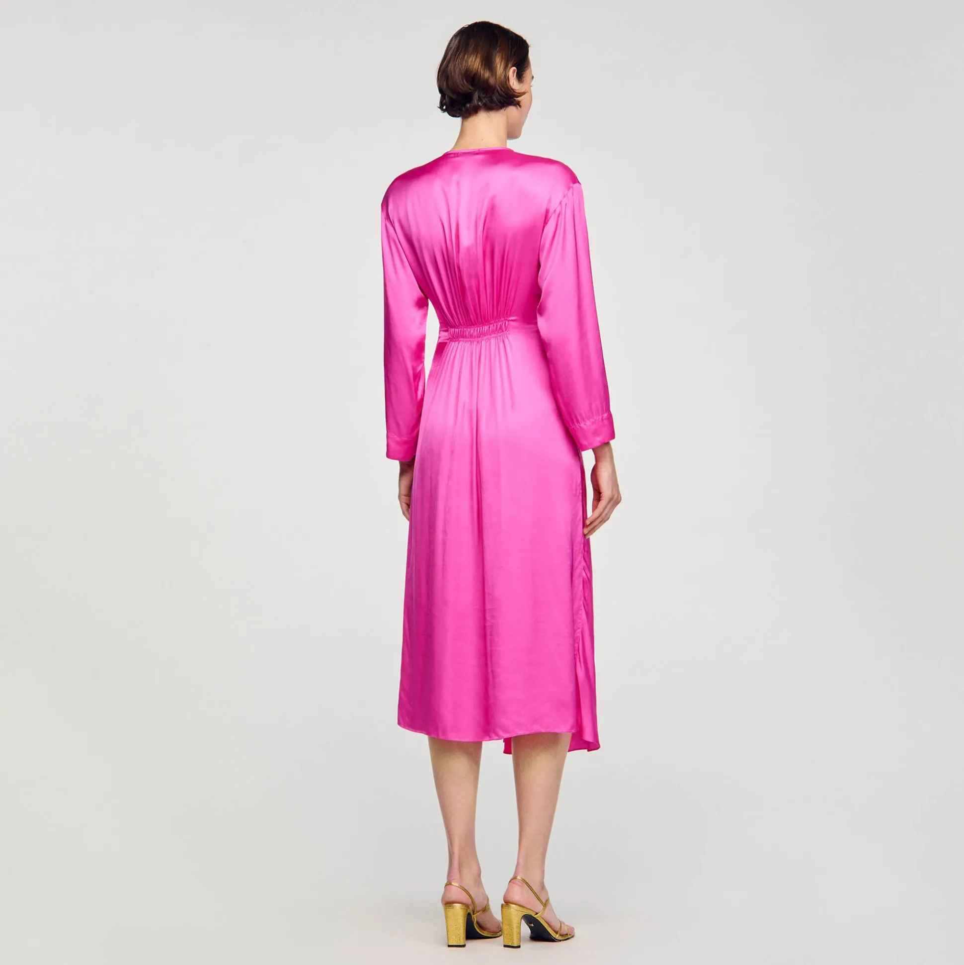 vestido_longo_drapeado_4.webp Sandro Paris Vestido Longo Drapeado-Mulheres Vestidos