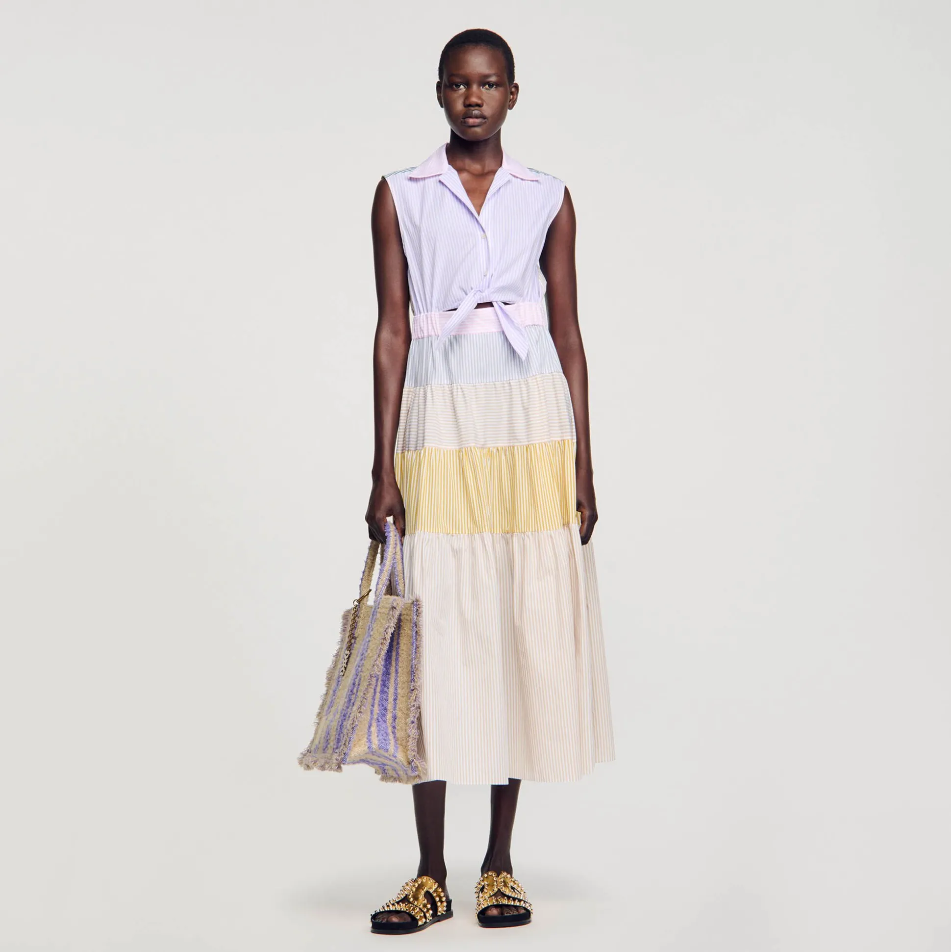 vestido_longo_em_patchwor_0.webp Sandro Paris Vestido Longo Em Patchwork-Mulheres Vestidos