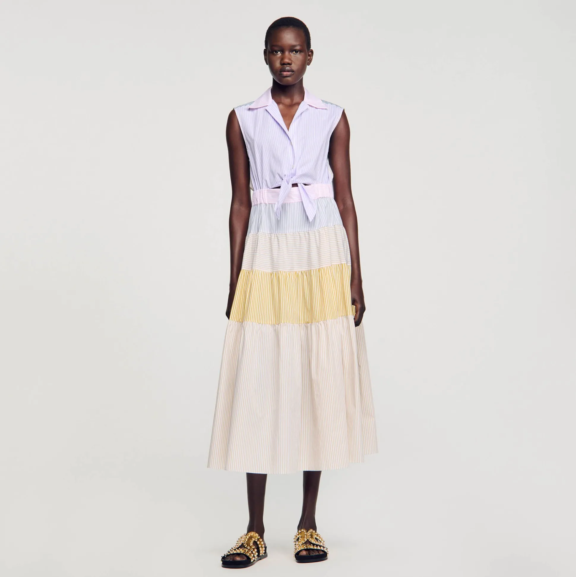 vestido_longo_em_patchwor_1.webp Sandro Paris Vestido Longo Em Patchwork-Mulheres Vestidos