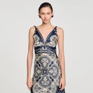 Sandro Paris Vestido Longo Estampado-Mulheres Vestidos