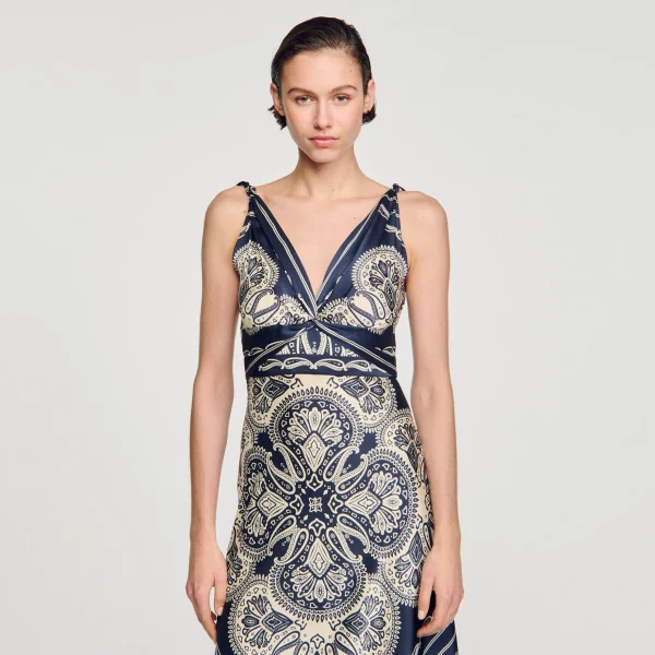 Sandro Paris Vestido Longo Estampado-Mulheres Vestidos