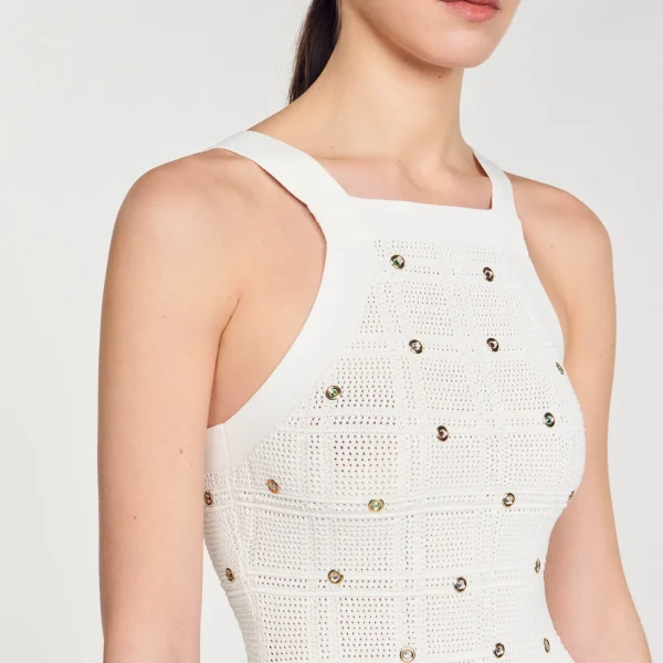 Sandro Paris Vestido Midi Com Franjas-Mulheres Vestidos
