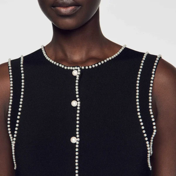 Sandro Paris Vestido Midi De Malha-Mulheres Vestidos
