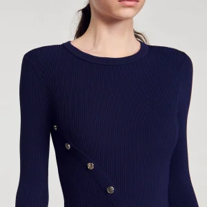 Sandro Paris Vestido Midi De Malha-Mulheres Vestidos