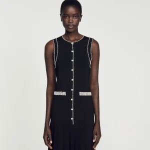 Sandro Paris Vestido Midi De Malha-Mulheres Vestidos